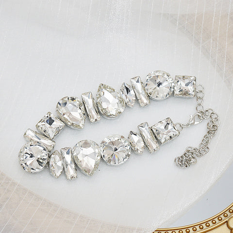 Geometric Crystal Choker Necklaces for Women Water Drop Clavicle