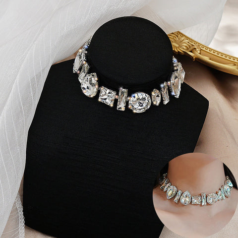 Geometric Crystal Choker Necklaces for Women Water Drop Clavicle
