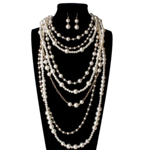 New MOON GIRL Multi-layer Simulated Pearls Chain Long Necklace Trendy