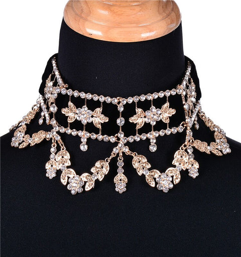 Rhinestone Statement Necklace | Rhinestone Flower Necklace | Statement