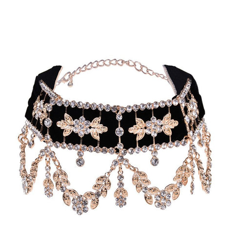 Rhinestone Statement Necklace | Rhinestone Flower Necklace | Statement
