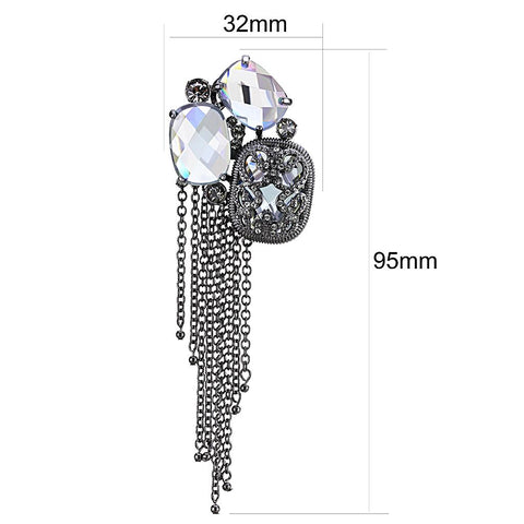 The luxury Cobalt Black Brass Earrings with AAA Grade CZ  in Clear