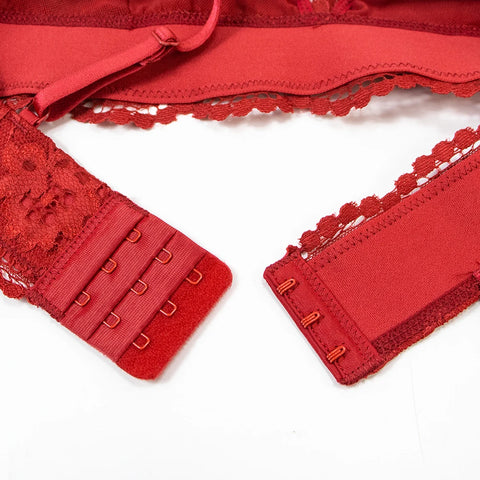 5-Piece Sexy Lace Lingerie Set with Garter Belt, Stockings & Robe Option