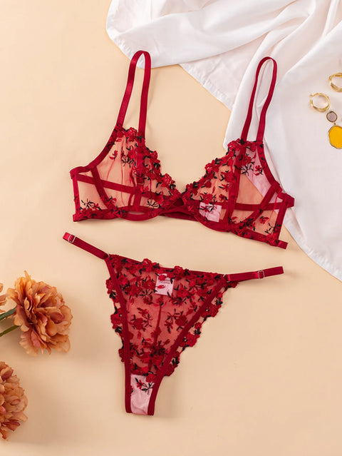 Fairy Lingerie Beautiful 2 Pcs Underwear Transparent Lace Exotic Sets