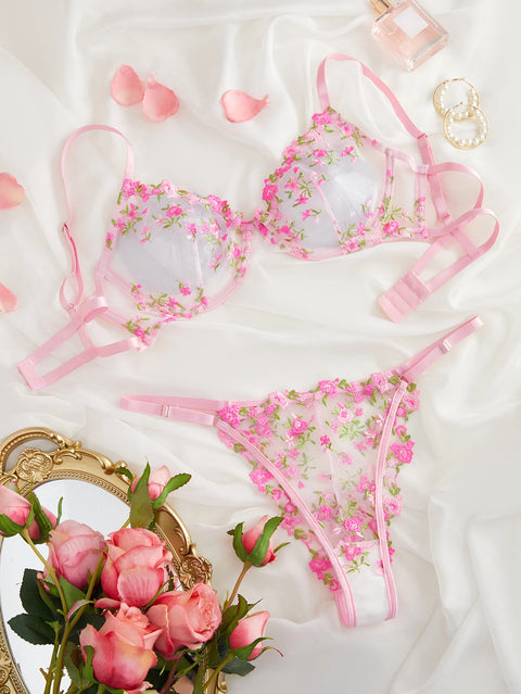 Fairy Lingerie Beautiful 2 Pcs Underwear Transparent Lace Exotic Sets