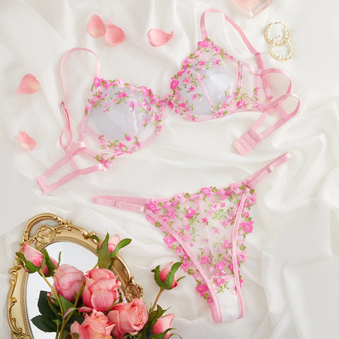 Fairy Lingerie Beautiful 2 Pcs Underwear Transparent Lace Exotic Sets