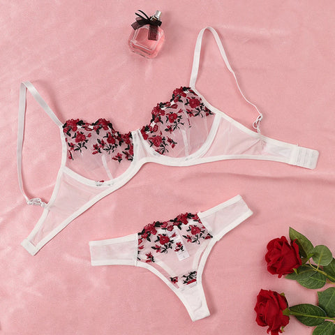 Sexy Lace Lingerie Push Up Lingerie Semi-Sheer Bra And Panty Sets