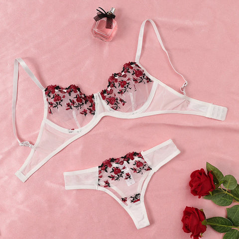 Sexy Lace Lingerie Push Up Lingerie Semi-Sheer Bra And Panty Sets