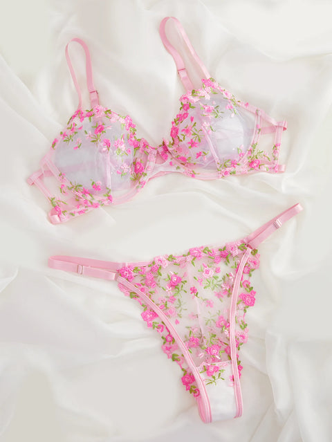 Fairy Lingerie Beautiful 2 Pcs Underwear Transparent Lace Exotic Sets
