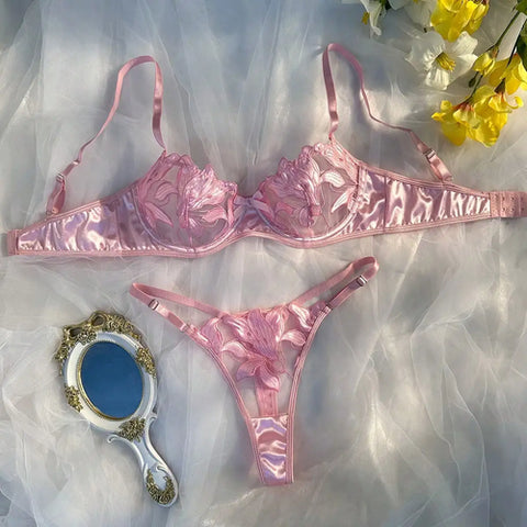 Sexy Lace Underwire Push Up Lingerie Contour Bra And Panty Sets For